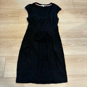 Boden Scoop Neck Black Modal Cotton Short Sleeve Knee Length Dress Size 6R